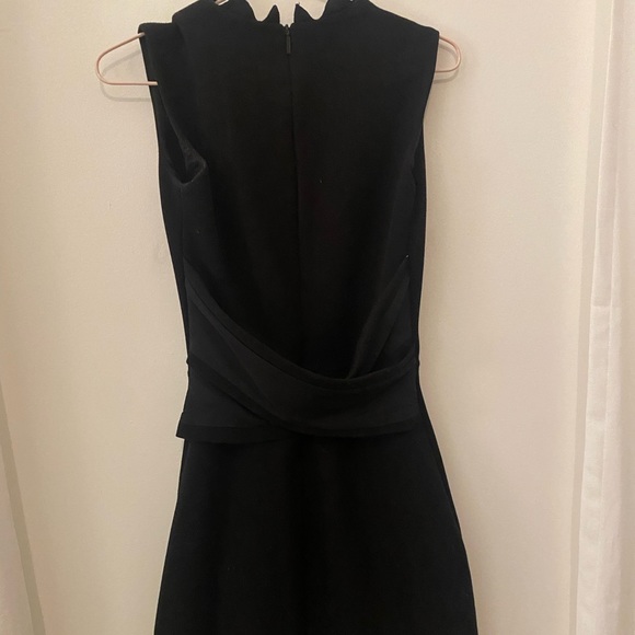 Armani Exchange Work Black Dress Scalloped Neckline Draped Back - Picture 4 of 4
